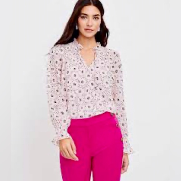 LOFT Tops - Loft Daisy Ruffle Tie Neck Blouse